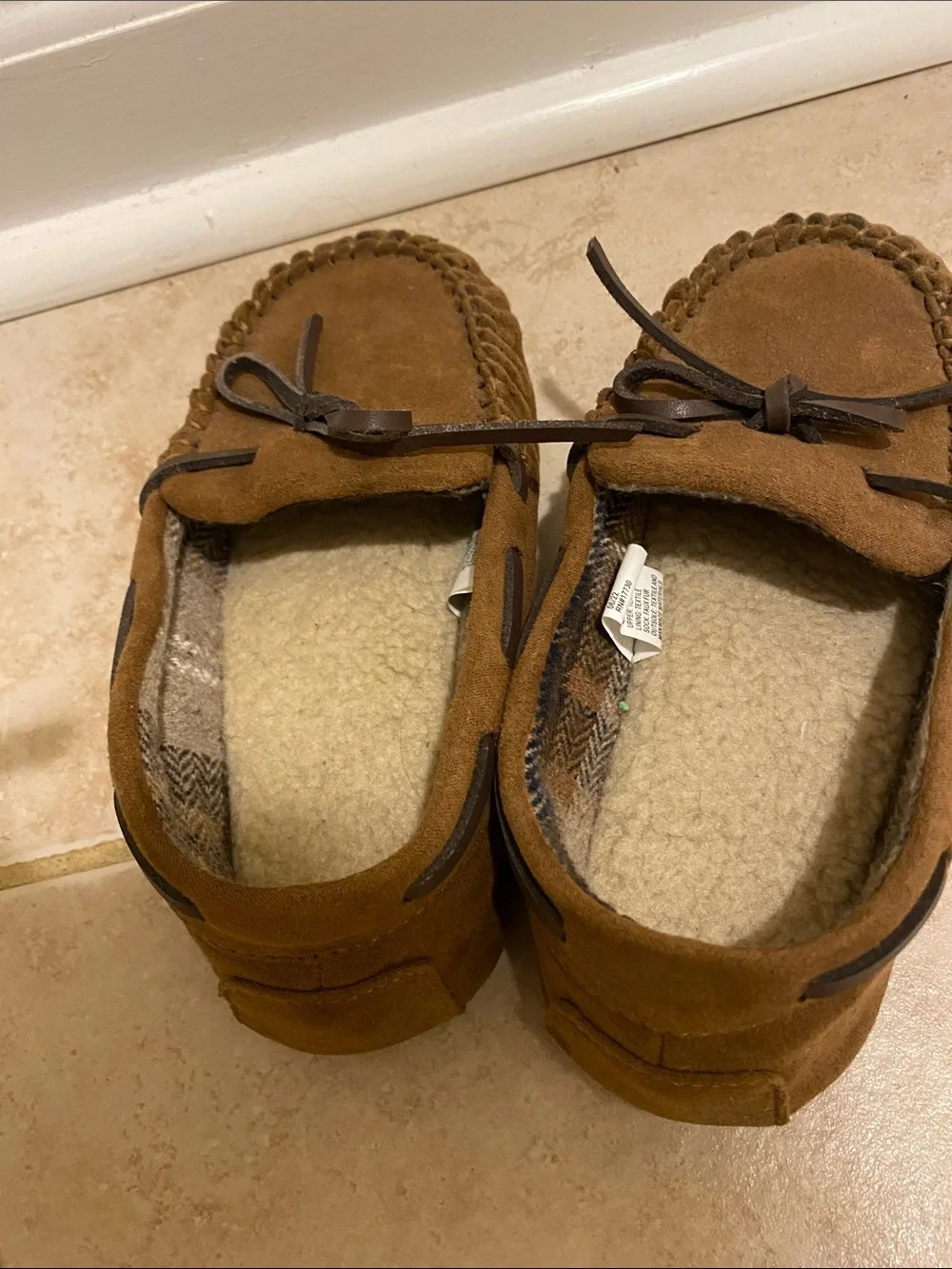 Kids Cozy Brown Suede Moccasin Slippers